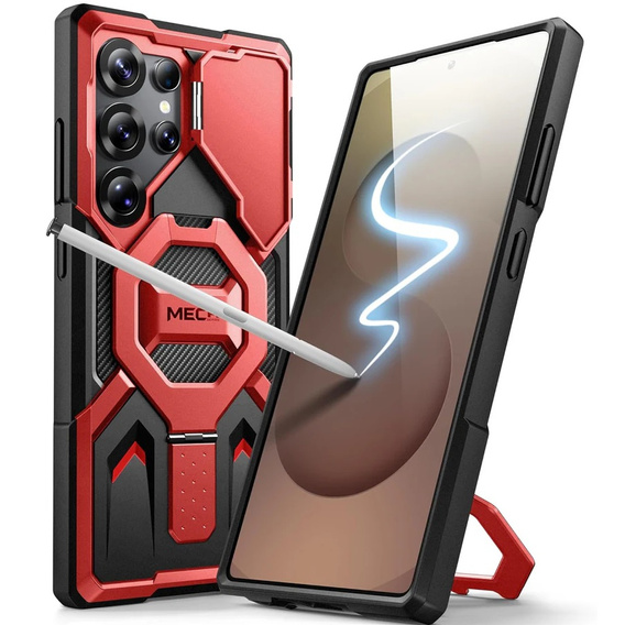 Pouzdro pro Samsung Galaxy S25 Ultra, Tongate MECH MagSafe Series, černé + Tvrzené sklo 9H