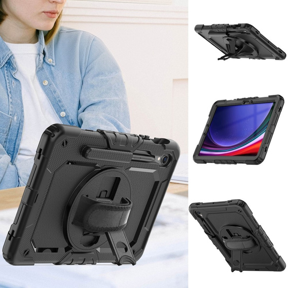 Obrněné pouzdro pro Samsung Galaxy Tab S10 Lite / S10 FE / S9 FE, ochranné 360 se slotem na stylus, černé