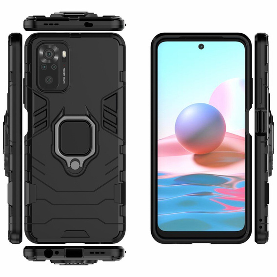 Pouzdro pro Xiaomi Redmi Note 10/10S, Kickstand Ring, černé