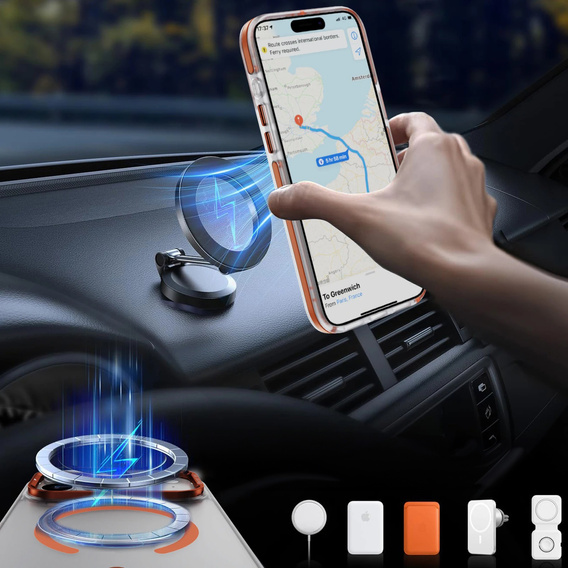 Pancéřové pouzdro MagSafe čiré s oranžovými boky pro iPhone 17 Pro