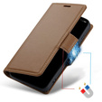 Pouzdro pro Motorola Moto G24 Power, ERBORD Glossy Litchi, flipová peněženka, hnědé