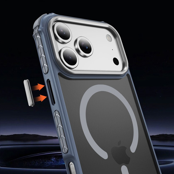 Matné pouzdro pro iPhone 17 Pro, pancéřované, pro MagSafe, kouřové s šedými boky