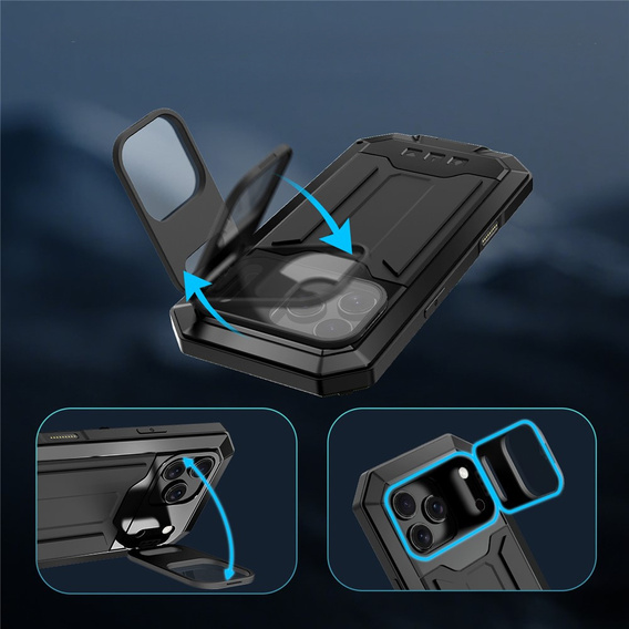 Pevné pouzdro R-JUST s krytem displeje a stojánkem pro iPhone 17 Pro