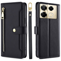 Klopové pouzdro pro Infinix Note 40 Pro, Wallet Zipper Pocket, černé