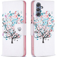 Klopové pouzdro pro Samsung Galaxy M34, Wallet, colorful tree, bílé