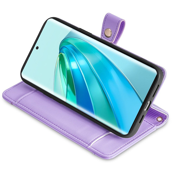 Klopové pouzdro pro Honor Magic5 Lite, Wallet Zipper Pocket, fialové