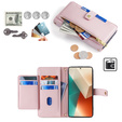 Klopové pouzdro pro Xiaomi Redmi Note 13 5G, Wallet Zipper Pocket, růžové