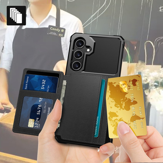 Pouzdro pro Samsung Galaxy A35 5G, Card Holder Kickstand, černé