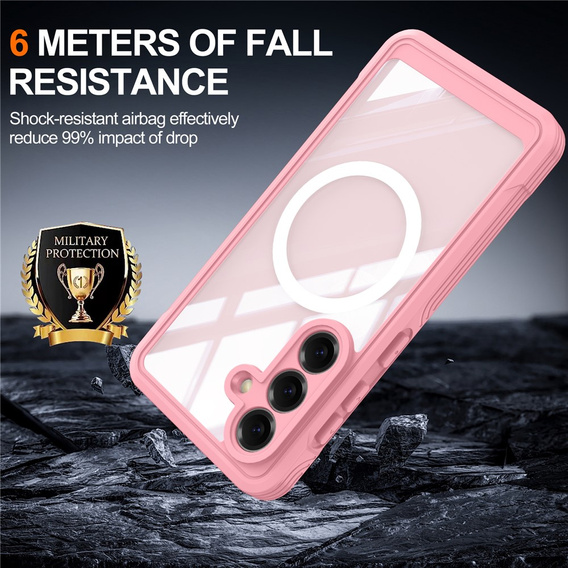 Pouzdro Shockproof se sklem, pro MagSafe pro Samsung Galaxy S26 Plus, růžové