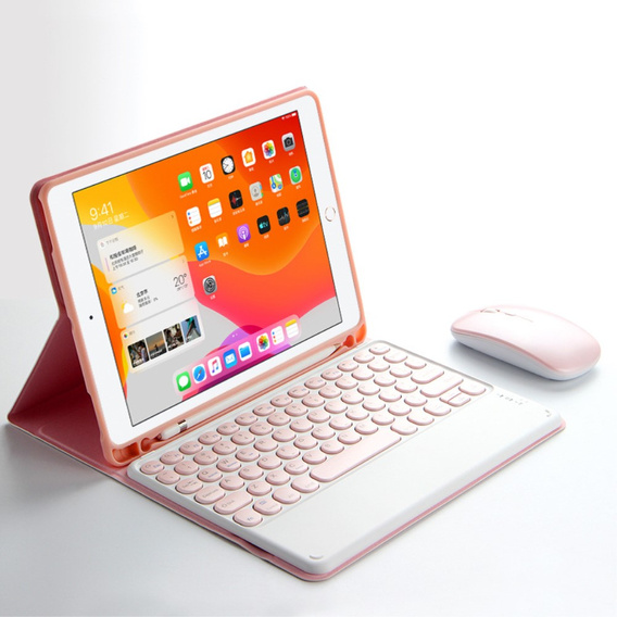 Pouzdro + klávesnice iPad Pro 11 2021 / 2018, iPad Air 10.9 4 2020 / 5 2022, Pen Slot, růžové rose gold