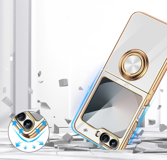 Pouzdro pro Samsung Galaxy Z Flip7 FE / Z Flip6, Electro Ring, bílé