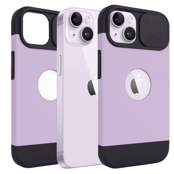 Etui ERBORD MagSafe Cam Slider, fialové + sklo na displej pro iPhone 13 / iPhone 14