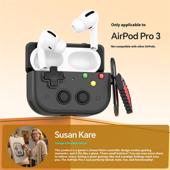 Retro pouzdro na konzoli se srdíčkem pro AirPods Pro 3