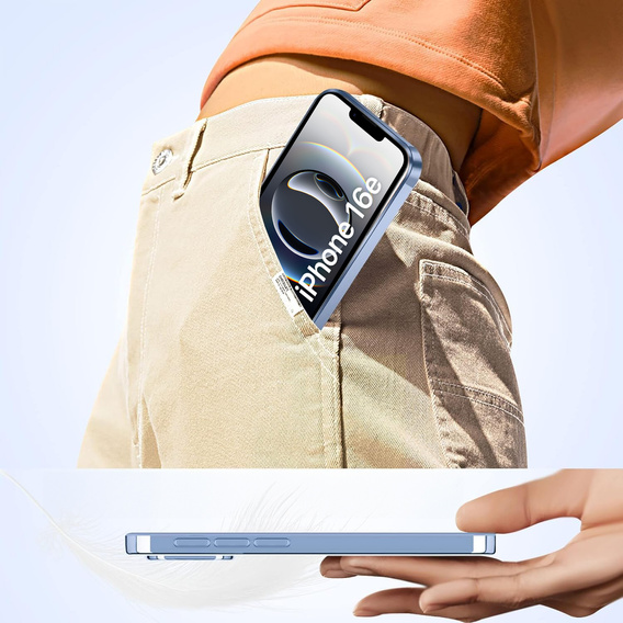 Pouzdro pro iPhone 16E, Electro MagSafe, modré + sklo na displej