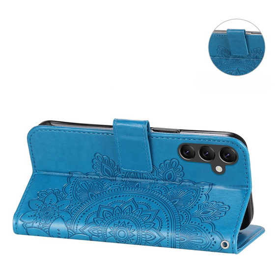 Klopové pouzdro pro Samsung Galaxy A14 4G/5G, Mandala Flower, modré