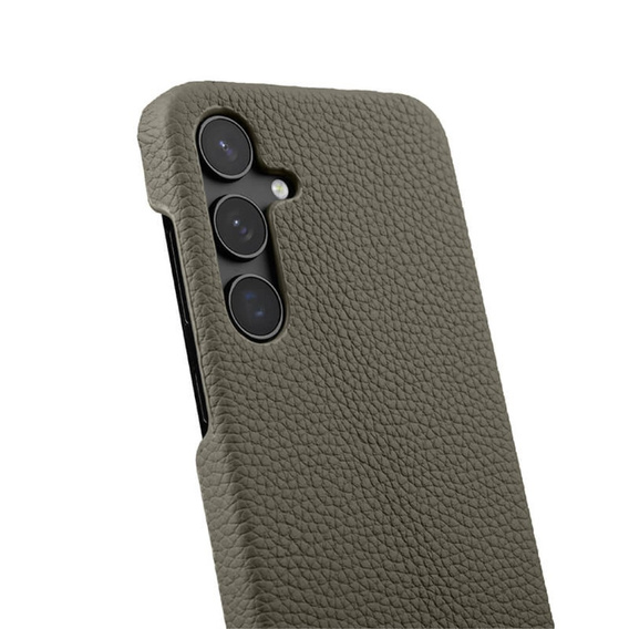 Pouzdro MELKCO pro Samsung Galaxy S24, kožené, šedé