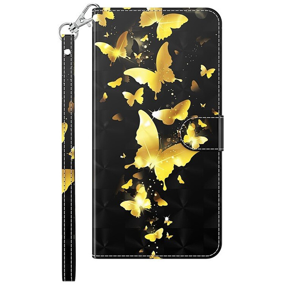 Klopové pouzdro pro Xiaomi Redmi 13C / Poco C65, Wallet, Butterflies zlaté