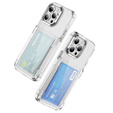 Pouzdro pro iPhone 16 Pro, Card Holder Kickstand, transparentní