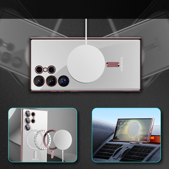 Pouzdro pro Samsung Galaxy S23 Ultra, MagSafe Hybrid, růžové rose gold