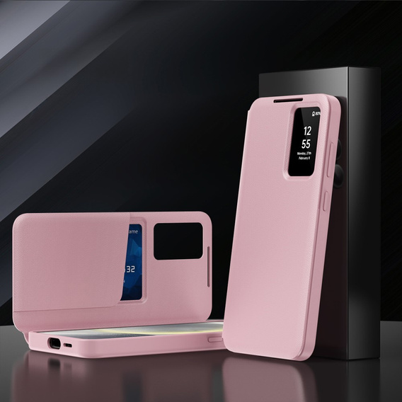 Flipové pouzdro pro Samsung Galaxy S23 Ultra, Smart View Wallet, růžové