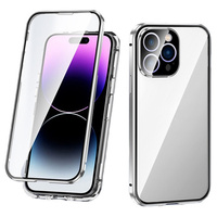 Pouzdro pro iPhone 16 Pro Max, Magnetic Dual Glass, stříbrné