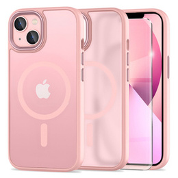 Pouzdro pro iPhone 13, pro MagSafe, ERBORD Matt Case, růžový + sklo na displej