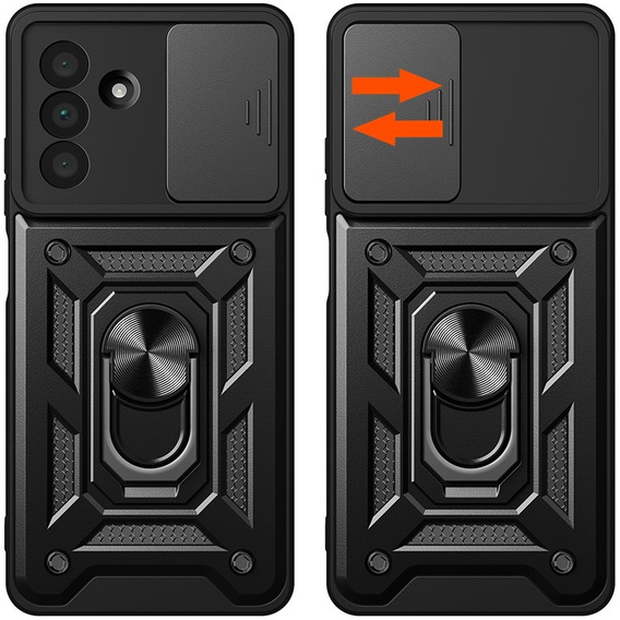 Pancéřové pouzdro pro Samsung Galaxy A36, CamShield Slide, černé + tvrzené sklo 9H