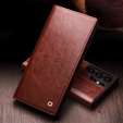 Flipové pouzdro pro Samsung Galaxy S25 Ultra, QIALINO Leather Wallet, tmavě hnědá