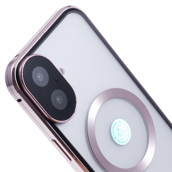 Magnetické pouzdro Dual Glass MagSafe pro iPhone 16, růžové rose gold