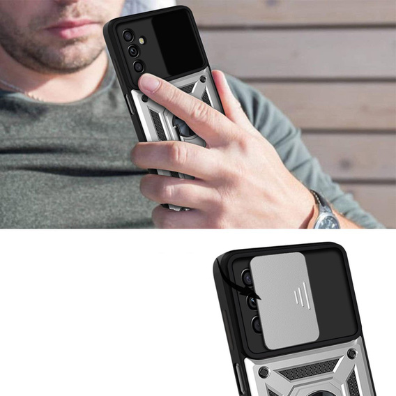 Pouzdro pro Samsung Galaxy A14 4G/5G, CamShield Slide, stříbrné