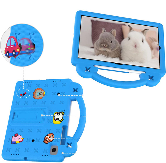 Dětské pouzdro pro Samsung Galaxy Tab S6 Lite 10.4 2020/2022 / Tab A7 2020 T500 / T505 / Tab S6 T860/T865, Cute Patterns, se stojánkem, modré