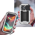 Pouzdro pro iPhone 15 Pro, R-JUST CamShield Slide, pancéřované, stříbrné / černé