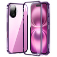 Pouzdro pro iPhone 16, Magnetic Dual Glass, fialové