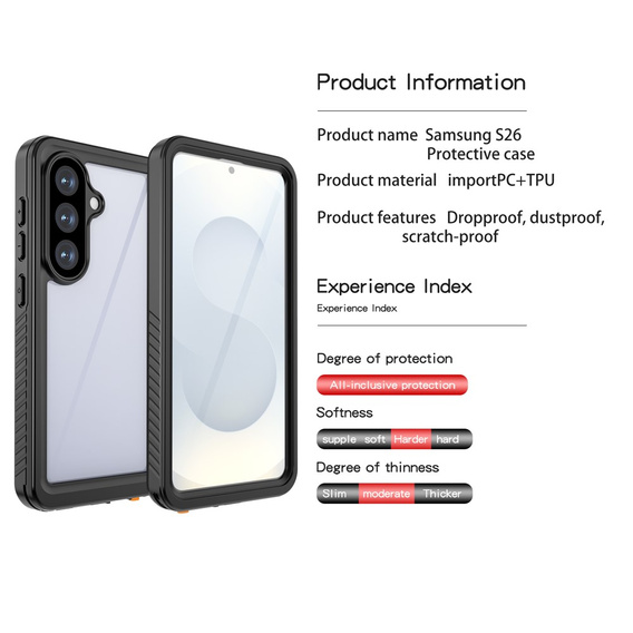 Vodotěsné pouzdro IP68 Redpepper pro Samsung Galaxy S26, černé