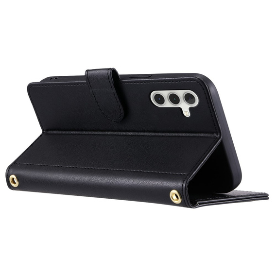 Pouzdro s klopou pro Samsung Galaxy S25 FE, Rhombus Crossbody Leather, černé