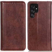 Pouzdro pro Samsung Galaxy S23 Ultra, Wallet Litchi Leather, hnědé