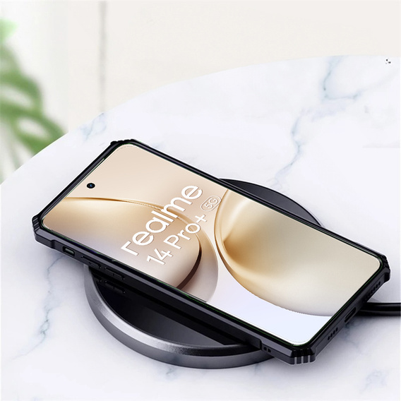 Pouzdro pro Realme 14 Pro+ 5G, s magnetickou fólií, transparentní / černé