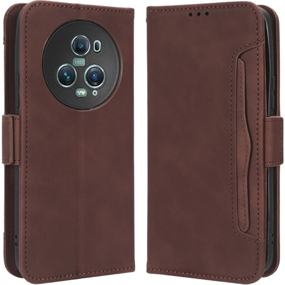 Klopové pouzdro pro Honor Magic 5 Pro 5G, Card Slot, hnědé