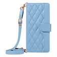 Pouzdro s klopou pro iPhone 16E, Rhombus Crossbody Leather, modré