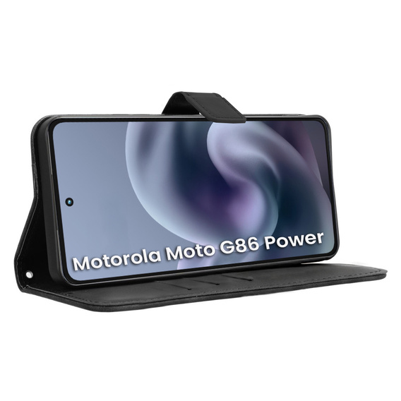 Klopové pouzdro pro Motorola Moto G86 Power 5G, Crazy Horse Wallet, černé