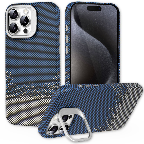 Pouzdro iPhone 15 Pro Max, Frame Kickstand, pro MagSafe, Sand Blue