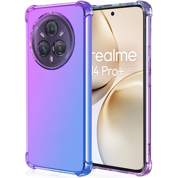 Pouzdro pro Realme 14 Pro+ 5G, Gradient Dropproof, Fialová / modrá