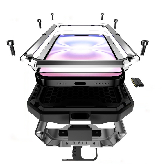 Pevné pouzdro R-JUST s krytem displeje a stojánkem pro iPhone 17