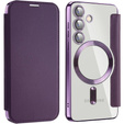 Klopové pouzdro pro Samsung Galaxy S24+ Plus, RFID Wallet MagSafe CamShield, fialové