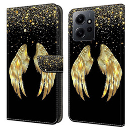 Klopové pouzdro pro Xiaomi Redmi Note 12 4G, Wallet Wings, zlaté