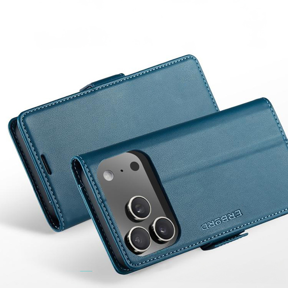 Lesklé peněženkové pouzdro Litchi s klopou pro iPhone 17 Pro Max