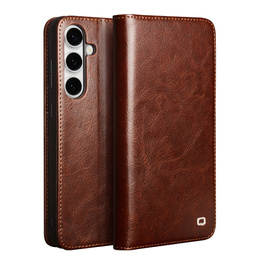 Flipové pouzdro pro Samsung Galaxy S25 FE, QIALINO Leather Wallet, hnědé