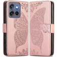 Klopové pouzdro pro Motorola Edge 50 Neo / Motorola ThinkPhone 25, Butterfly, růžové rose gold
