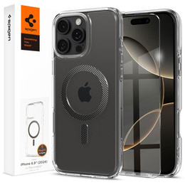 Pouzdro MagSafe Spigen pro iPhone 16 Pro Max, Ultra Hybrid, průhledné + 9H tvrzené sklo