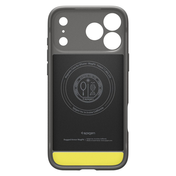 Spigen Rugged Armor MagSafe pouzdro pro iPhone 17 Pro Max, šedé